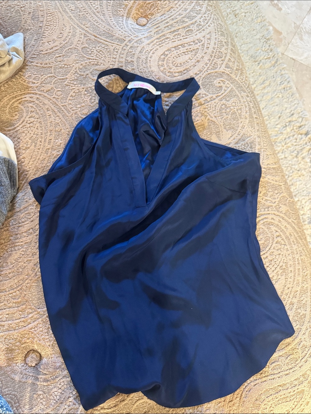 Alice & Trixie Navy Satin Halter Camisole